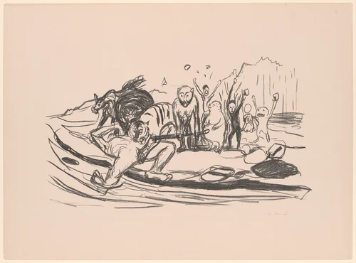 Alpha's Death by Edvard Munch, print, 1908-1909