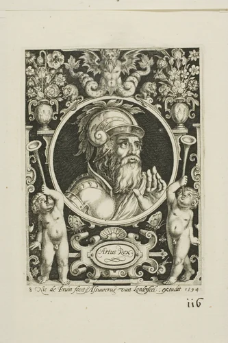 King Arthur, plate eight from The Nine Worthies by Nicolaes de Bruyn, print, 1594