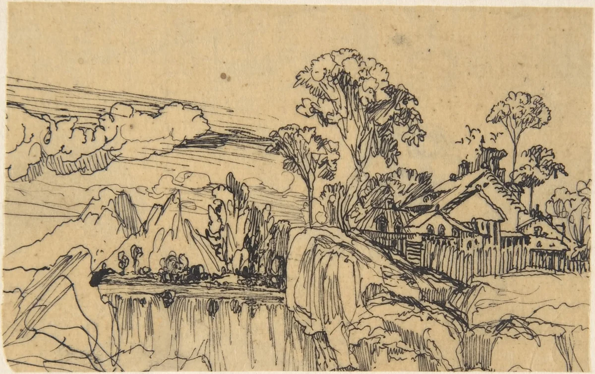 Little Maritime Village by Rodolphe Bresdin, drawing, 1822-1885