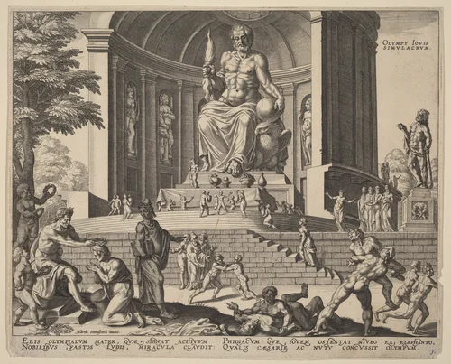 Olympy Iovis Simulacrum (The Statue of Jupiter at Olympia) by Philip Galle
Maerten van Heemskerck
Theodor Galle, print, 1572