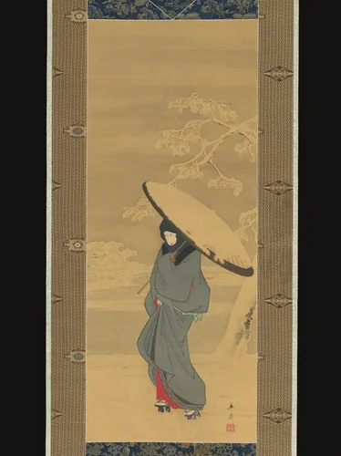 Woman Walking in the Snow by Utagawa Hiroshige (歌川広重), painting, 1840-1854