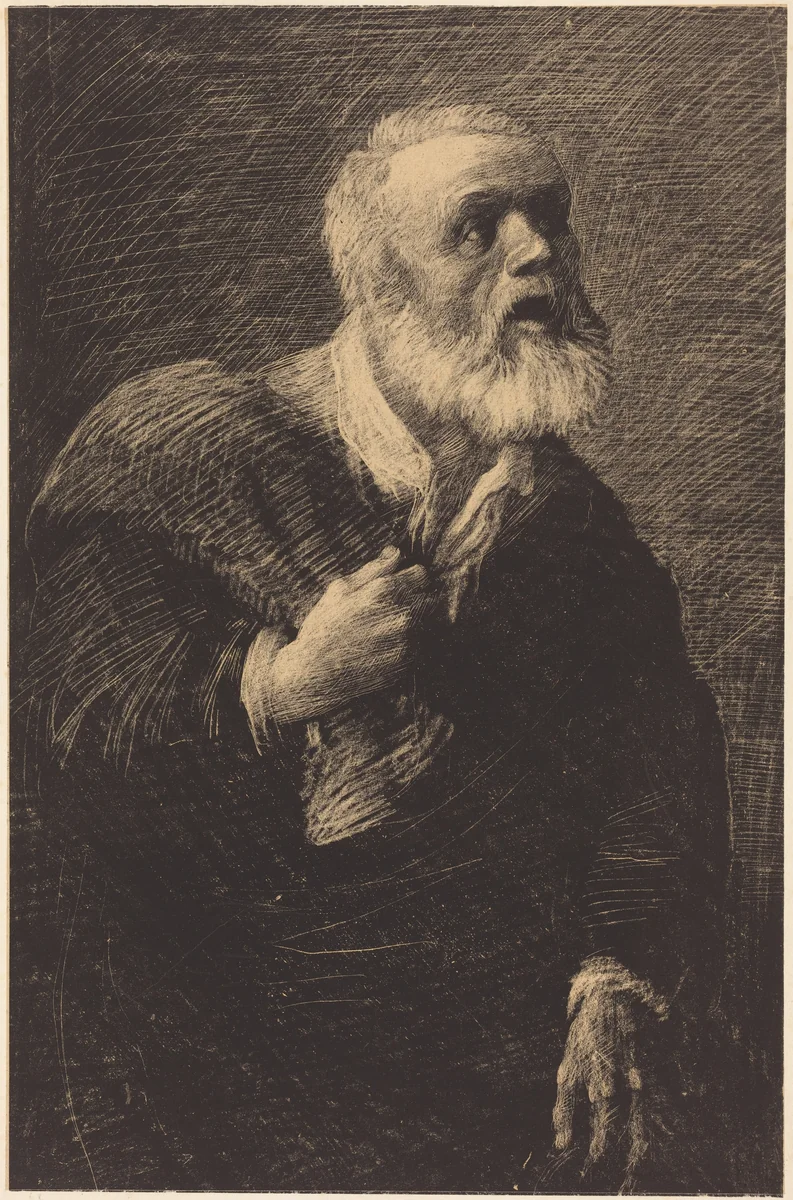 Night Crier (Le crieur de nuit) by Alphonse Legros, print, 1837-1911