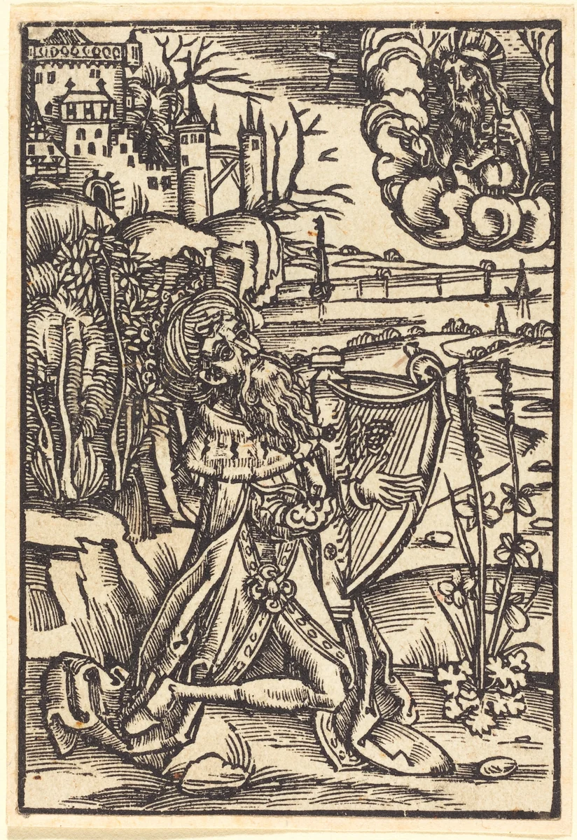 David Playing the Harp by German 15th Century, print, 1500