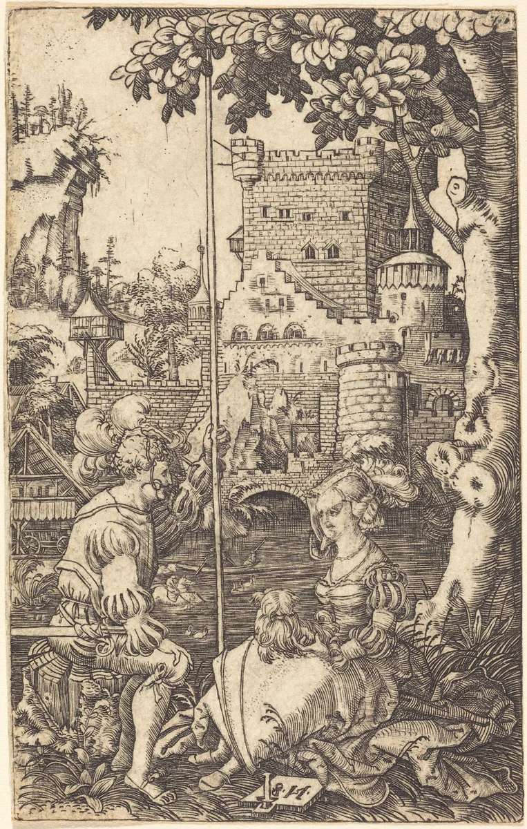 Knight and Lady by Master NS, print, 1470-1560