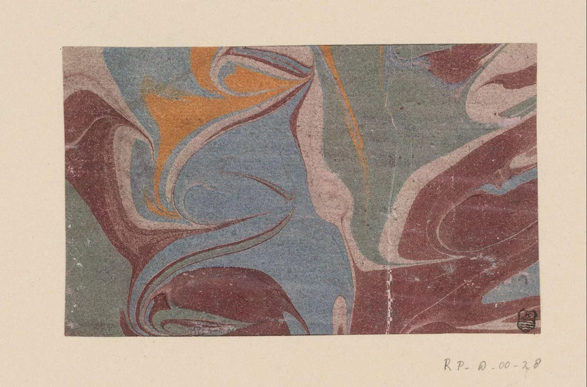 Fantasiemarmer in rood, geel, blauw en groen by anonymous, other, 1700-1850