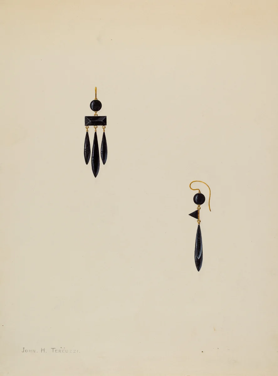 Earrings by John H. Tercuzzi, index of american design, 1938