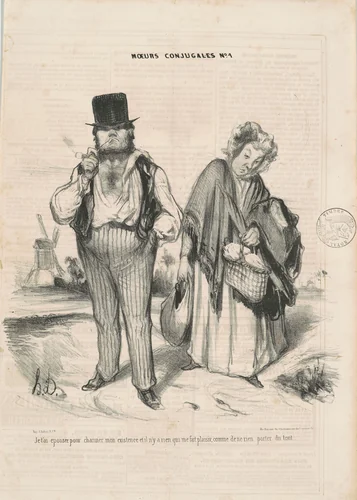 Je t'ai épousé pour charmer mon existence... by Honoré Daumier, print, 1839