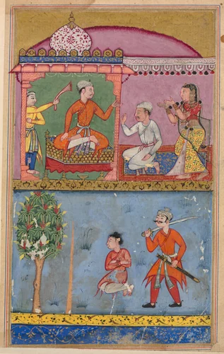 Page from Tales of a Parrot (Tuti-nama): text page by Unknown, painting, 1555-1565