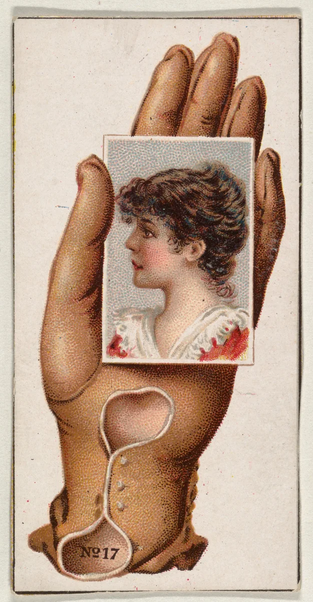 Card Number 17, cut-out from banner advertising the Opera Gloves series (G29) for Allen & Ginter Cigarettes by Allen & Ginter, print, 1885-1895