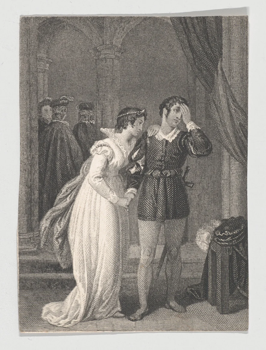 Queen Margaret and Suffolk (Shakespeare, Henry VI, Part II, Act 3, Scene 2) by Charles Heath, print, 1825-1840
