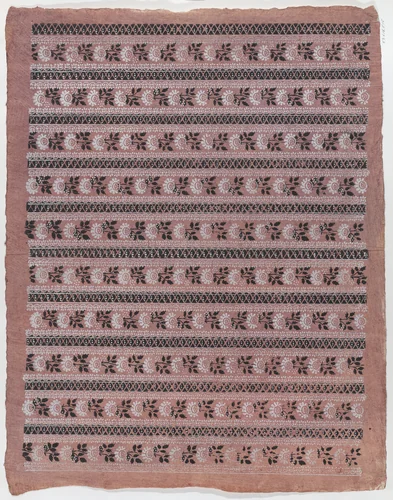 Sheet with ten borders with floral patterns on pale pink background by anonymous, print, 1775-1875