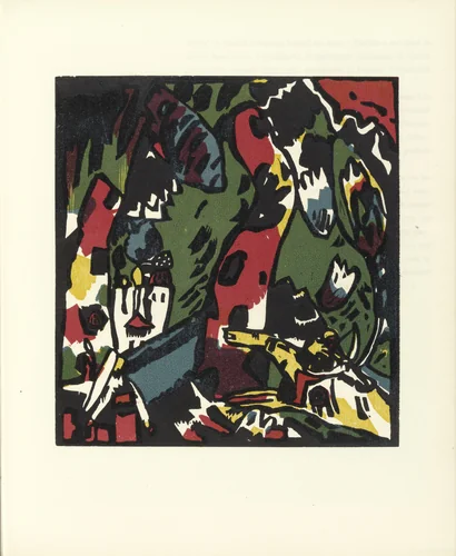 The Archer (Bogenschütze) (plate facing page 14) from Onze Peintres (Eleven Painters): Taeuber, Kandinsky, Leuppi, Vordemberge, Arp, Delaunay, Schwitters, Kiesler, Morris, Magnelli, Ernst by Wassily Kandinsky, illustrated book, 1908