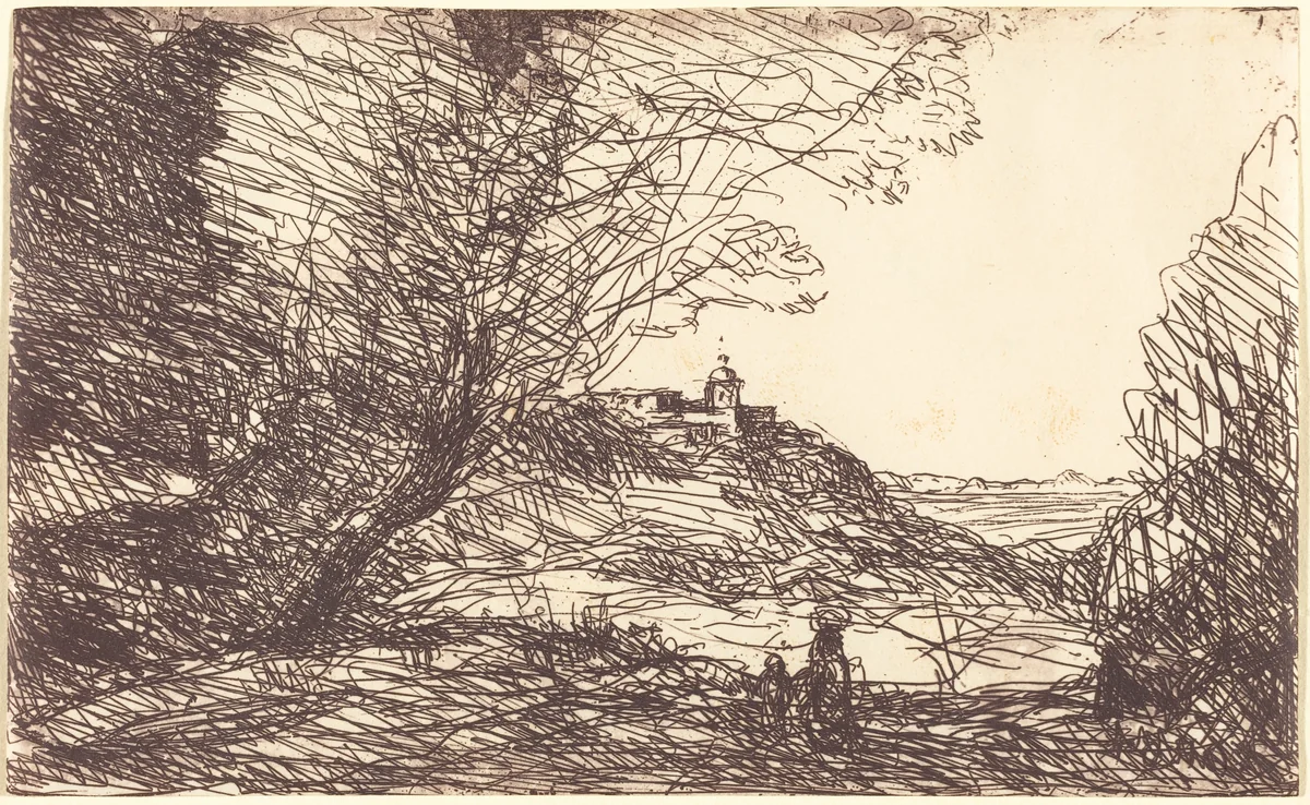 Souvenir of the Environs of Monaco (Souvenir des environs de Monaco) by Jean-Baptiste-Camille Corot, print, 1860