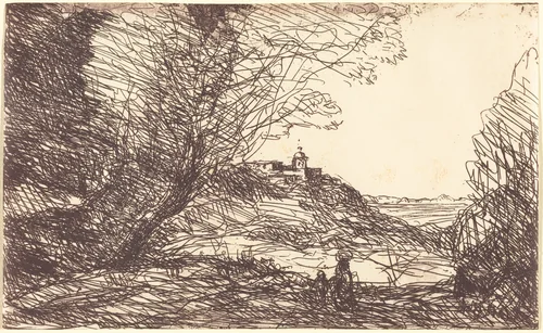 Souvenir of the Environs of Monaco (Souvenir des environs de Monaco) by Jean-Baptiste-Camille Corot, print, 1860