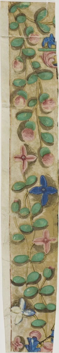 Illuminated Border with Flowers by European, painting, 1300-1500