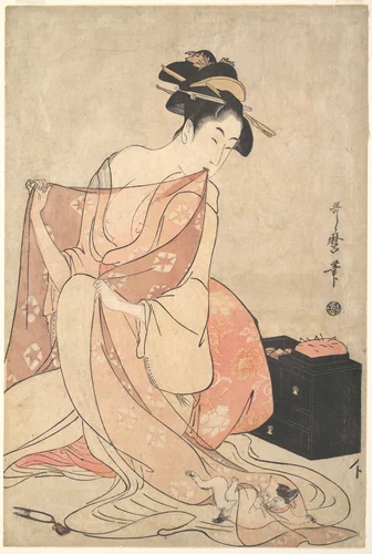 A Woman and a Cat by Kitagawa Utamaro (喜多川歌麿), print, 1793-1794