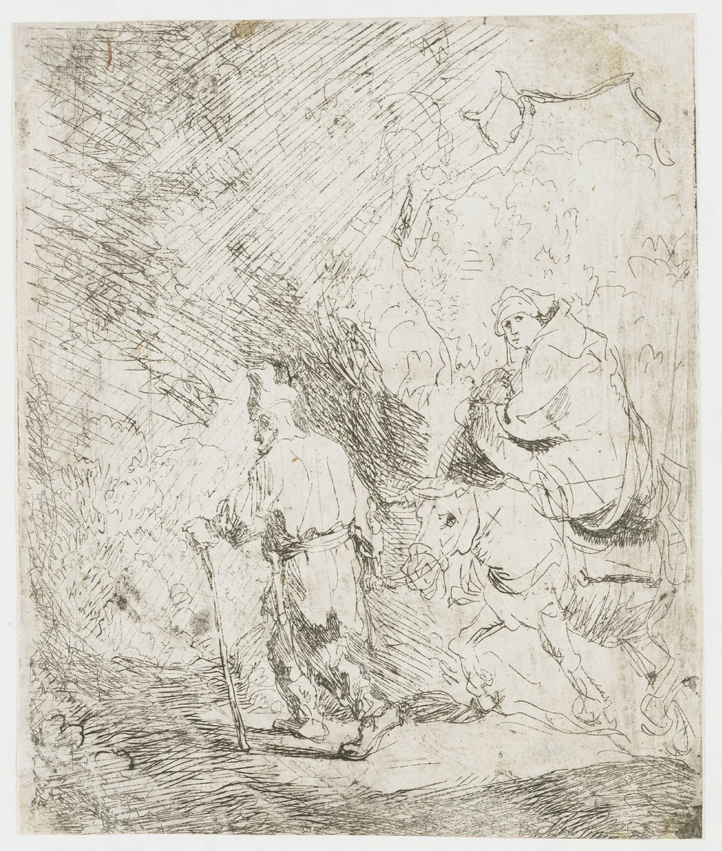 The Flight into Egypt by Rembrandt van Rijn, print, 1628