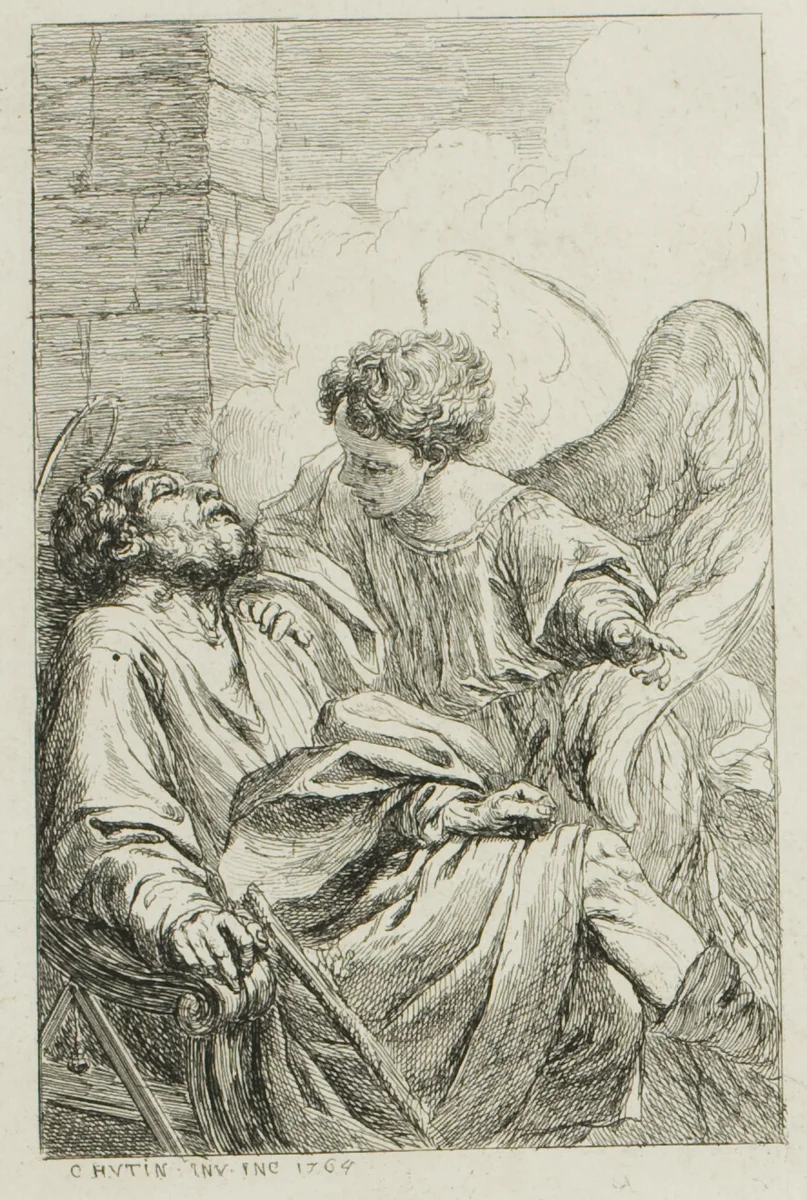 The Vision of St. Joseph in Egypt by Charles-François Hutin, print, 1764