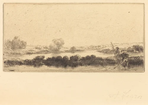 Landscape with Peat-bog; In the Marsh (Paysage des tourbieres; Dans les marais) by Alphonse Legros, print, 1837-1911