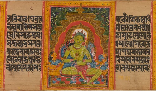 Green Tara, Folio from a dispersed Ashtasahasrika Prajnaparamita (Perfection of Wisdom) Manuscript by Mahavihara Master, painting, 1100-1133