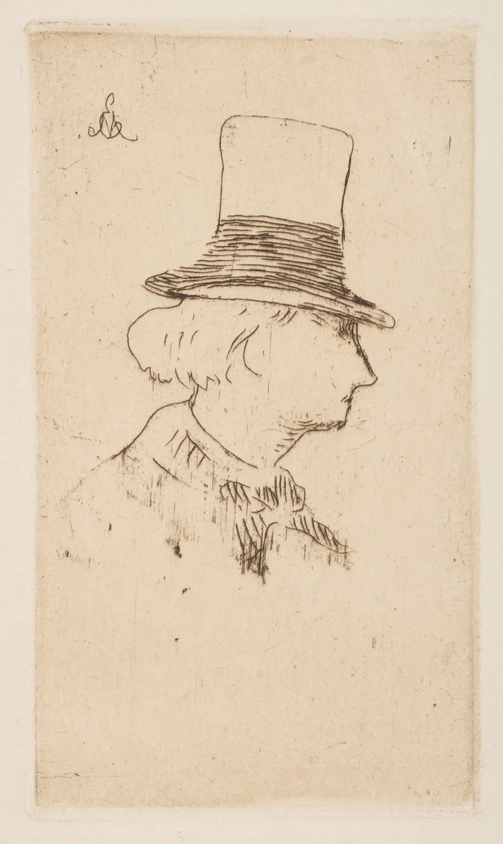 Portrait of Charles Baudelaire, in profile by Edouard Manet, print, 1862