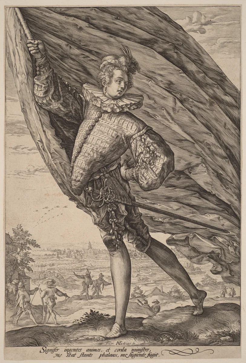 The Standard Bearer, Turned to Left by Hendrick Goltzius, print, 1587