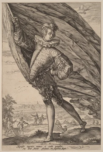 The Standard Bearer, Turned to Left by Hendrick Goltzius, print, 1587