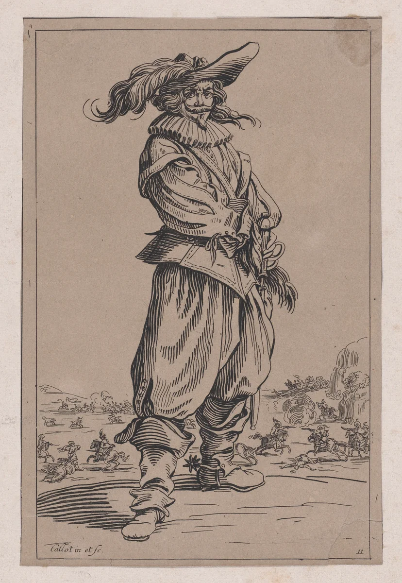 Copy of Le Guerrier au Chapeau Orné d'une Grande Plume (The Officer with a Large Feather in His Hat), from "La Noblesse" (The Nobility) by anonymous, print, 1625-1700
