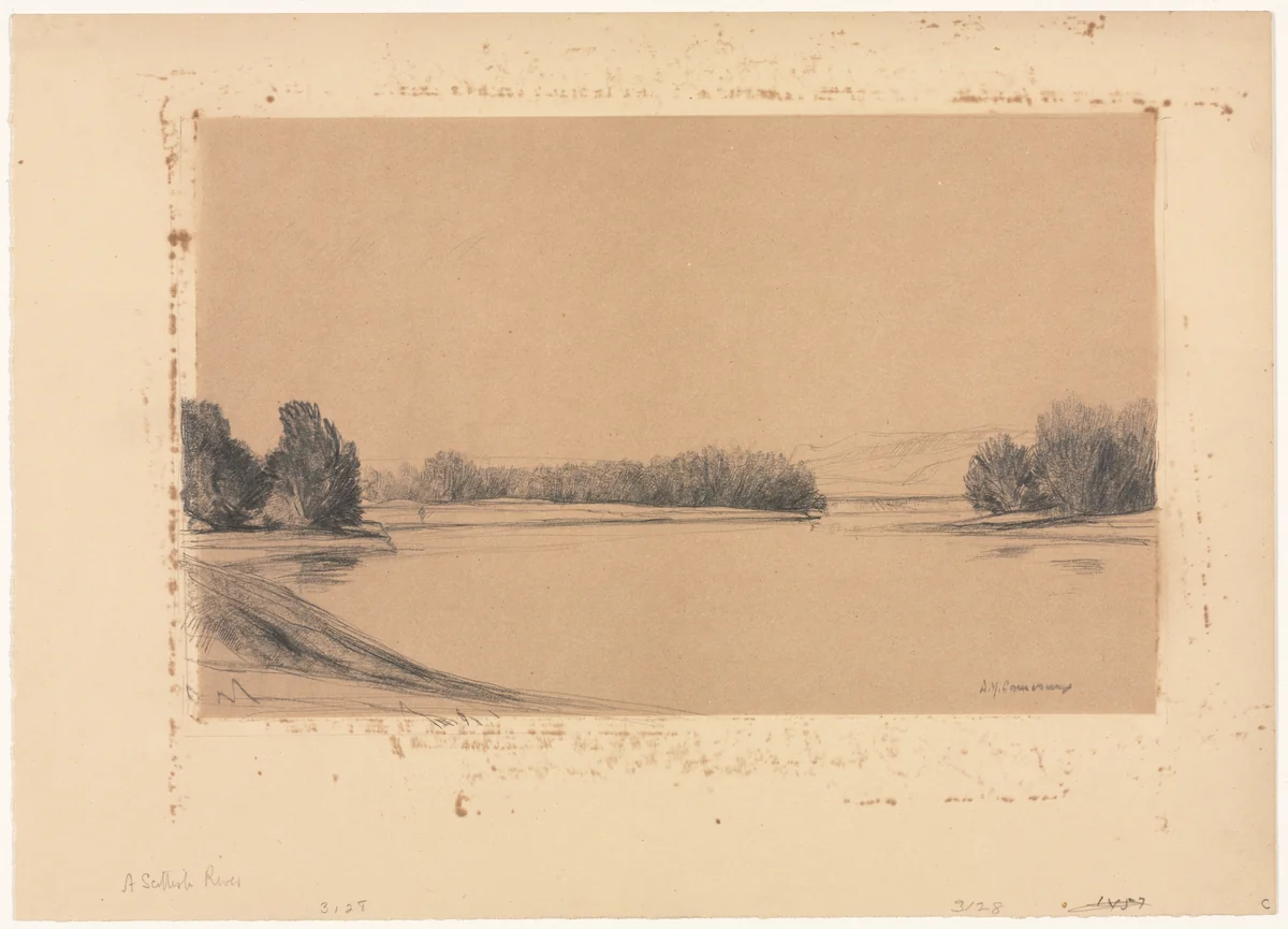 A Scottish River by David Young Cameron, drawing, 1870-1940