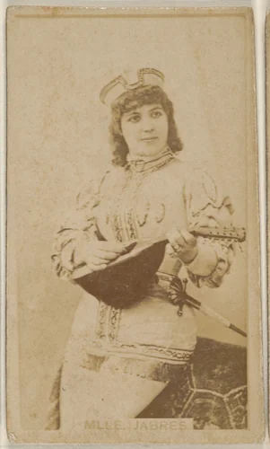 Mlle. Jabres, from the Actors and Actresses series (N45, Type 8) for Virginia Brights Cigarettes by Allen & Ginter, photograph, 1885-1891