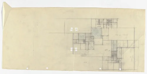 Weissenhof Housing Colony Master Plan, "The Dwelling", Stuttgart, Germany (Preliminary plan, house) by Ludwig Mies van der Rohe, mies van der rohe archive, 1926
