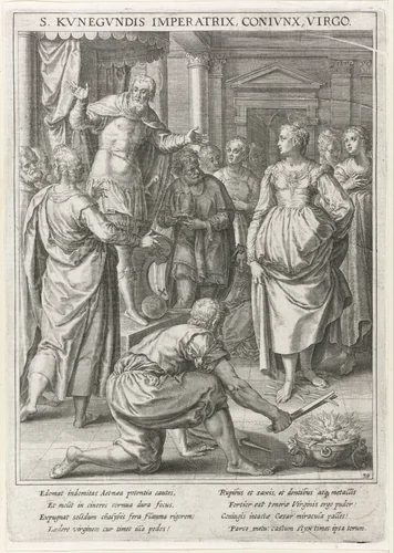 Heilige Cunegundes van Luxemburg bewijst haar onschuld by Raphaël Sadeler, print, 1615