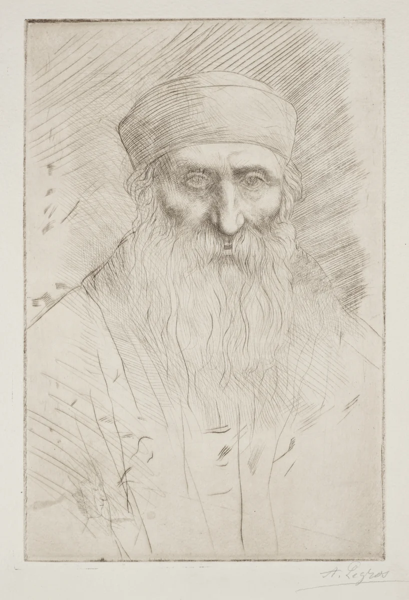 Head of a Man with a Long Beard by Alphonse Legros, print, 1857-1911