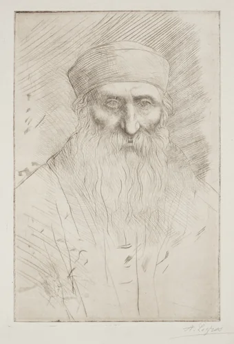 Head of a Man with a Long Beard by Alphonse Legros, print, 1857-1911