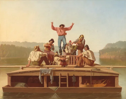 The Jolly Flatboatmen by George Caleb Bingham, painting, 1846