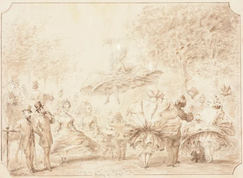 "Taking the Air" in Hyde Park [verso] by George Cruikshank, drawing, 1865
