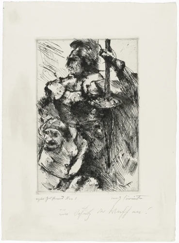 Protected by Weapons (Im Schutz der Waffen) for the portfolio Compositions (Kompositionen) by Lovis Corinth, print, 1921
