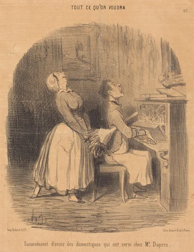 Inconvénient... des domestiques qui ont servi chez M. Duprez by Honoré Daumier, print, 1850