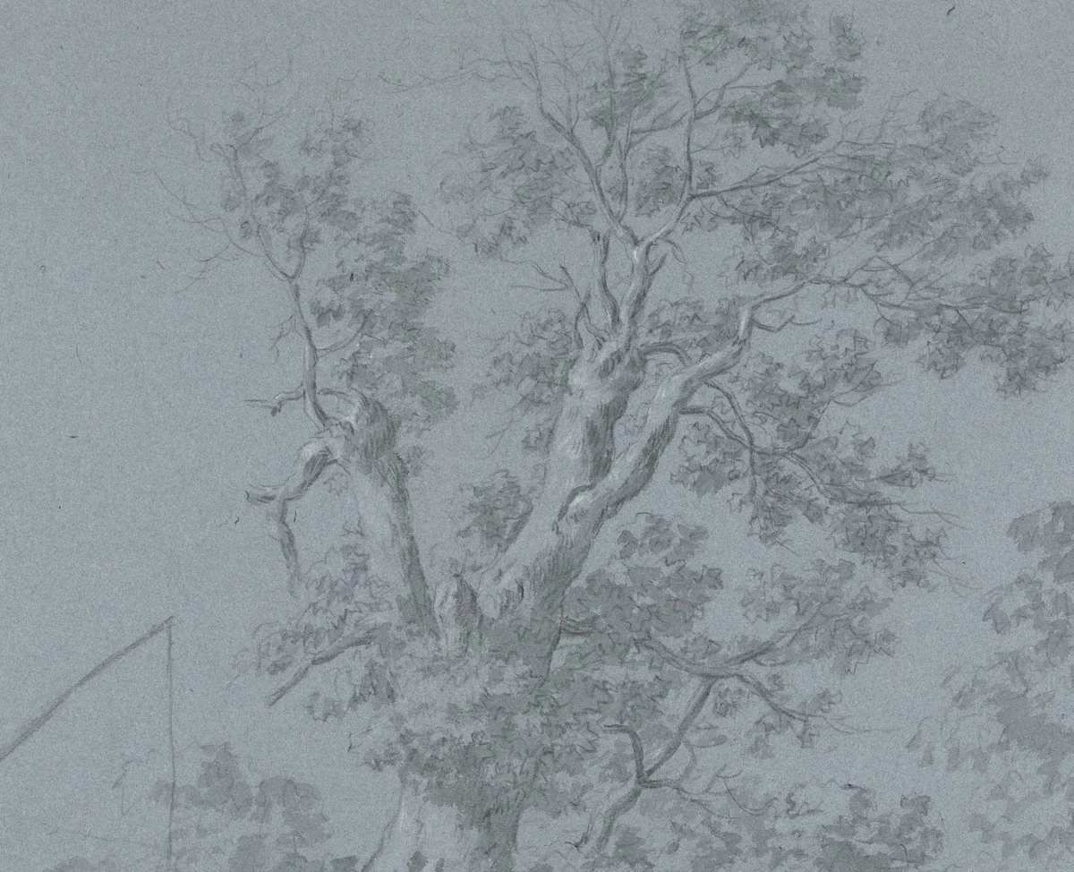 Study of a Well under Trees in a Walled Garden by Abraham Jansz Begeyn, drawing, 1660-1685