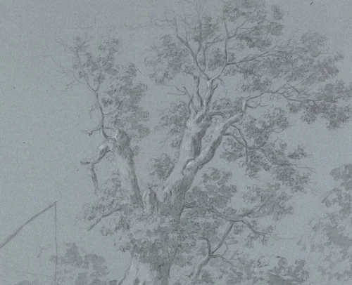 Study of a Well under Trees in a Walled Garden by Abraham Jansz Begeyn, drawing, 1660-1685