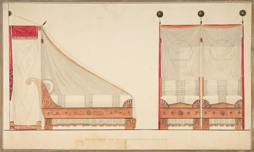 Design for a Bed and Canopy by Charles Percier, drawing, 1700-1799