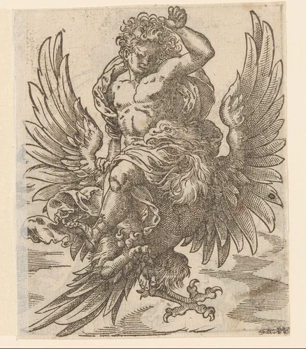 Ganymedes ontvoerd door Jupiter by Unknown, print, 1580