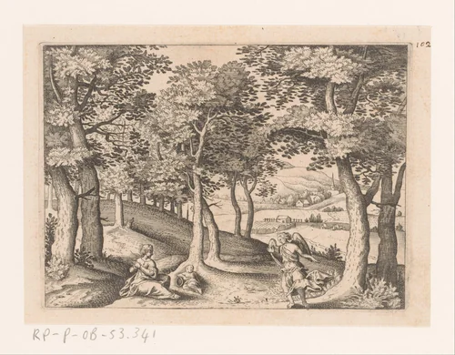Hagar met Ismaël en de engel by anonymous, print, 1620