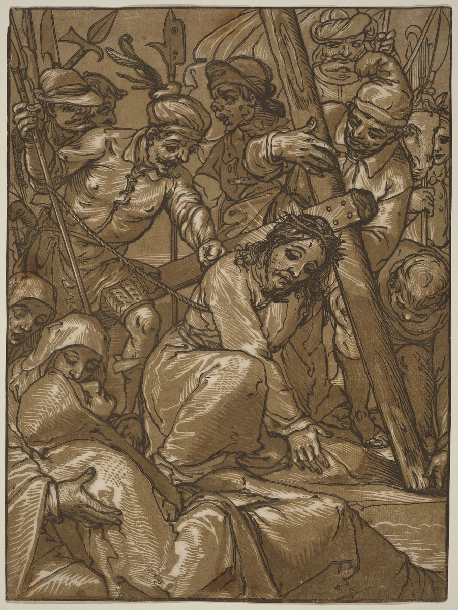 The Bearing of the Cross by Andrea Andreani; Alessandro Casolani, print, 1580-1590