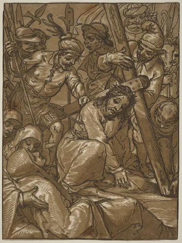 The Bearing of the Cross by Andrea Andreani; Alessandro Casolani, print, 1580-1590