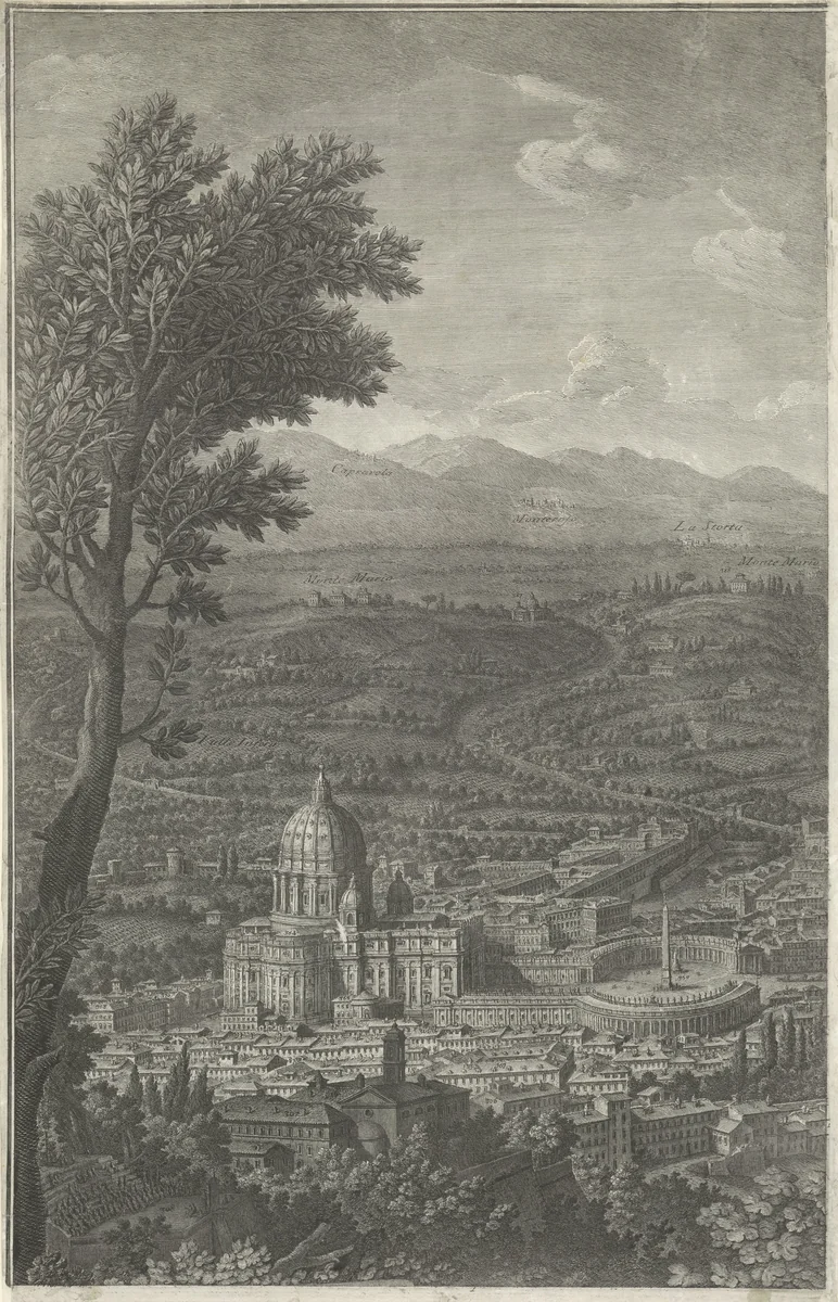 Panorama van de stad Rome by Giuseppe Vasi, print, 1765