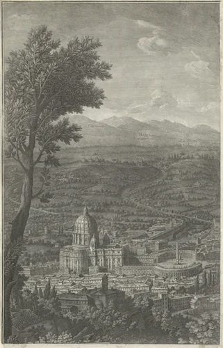 Panorama van de stad Rome by Giuseppe Vasi, print, 1765