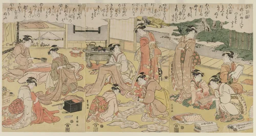 Women Making Clothing by Utagawa Toyokuni, print, 1790-1794