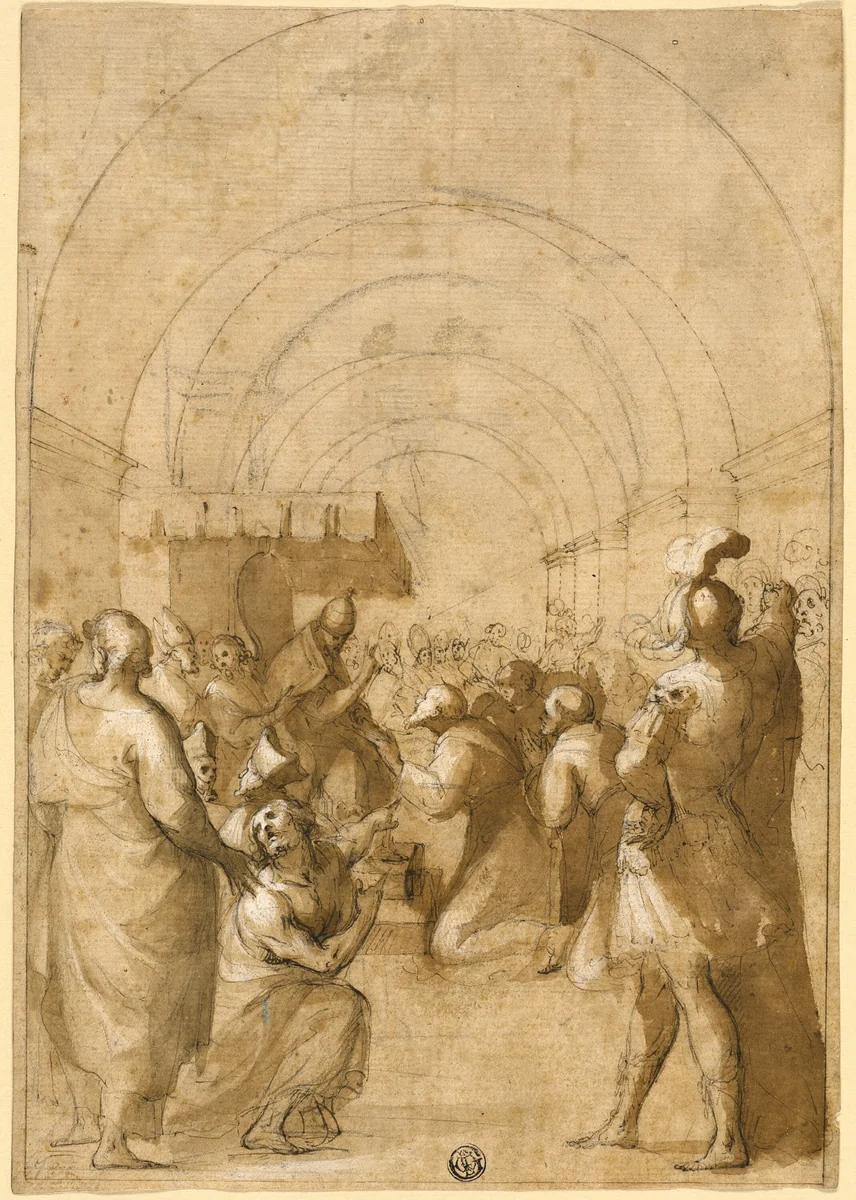 Study for Pope Innocent III Establishing the Franciscan Order by Francesco Allegrini
Federico Zuccaro, drawing, 1607-1684