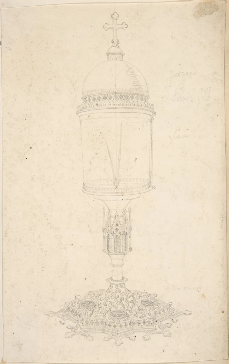 Reliquary Containing Two Slender Bones by anonymous, drawing, 1850-1900